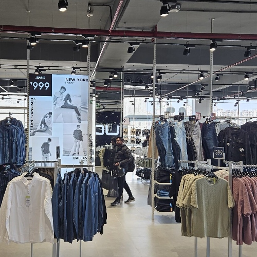 Clothing section inside a Zudio store showcasing apparel